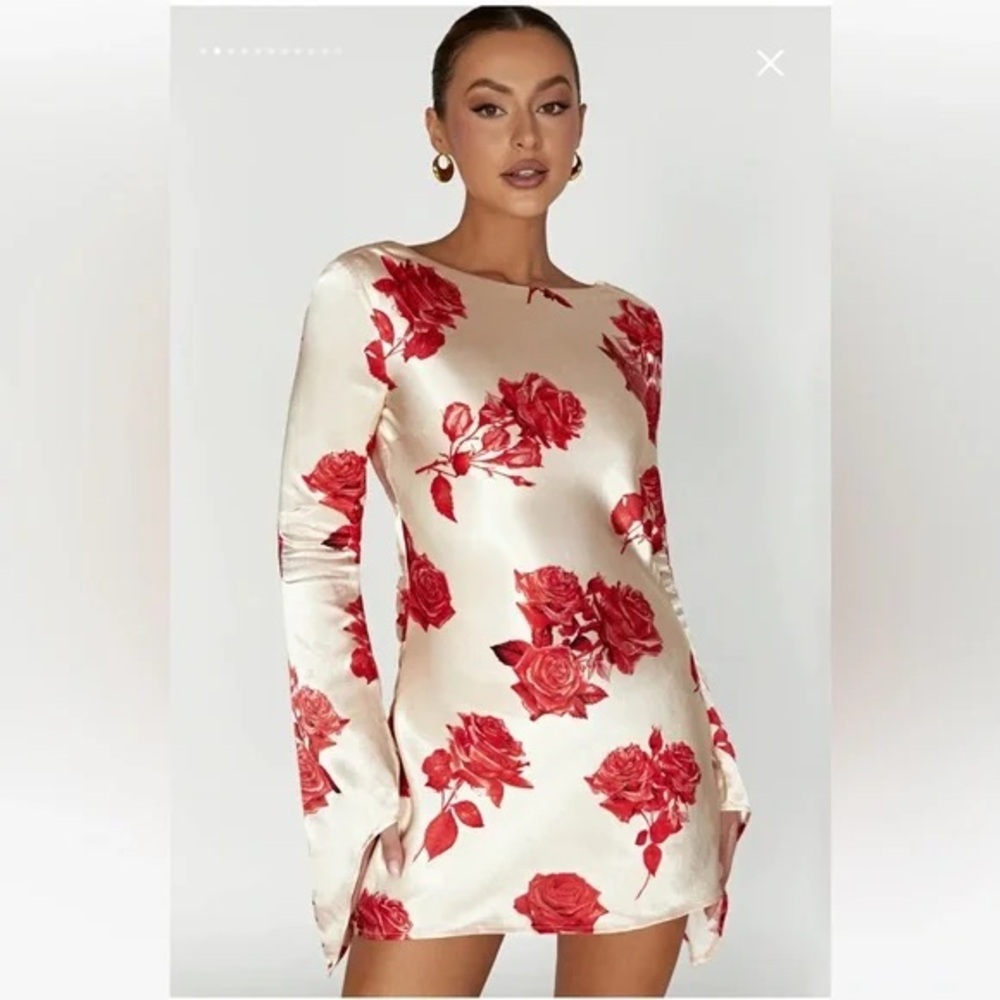 Meshki Davina champagne floral dress